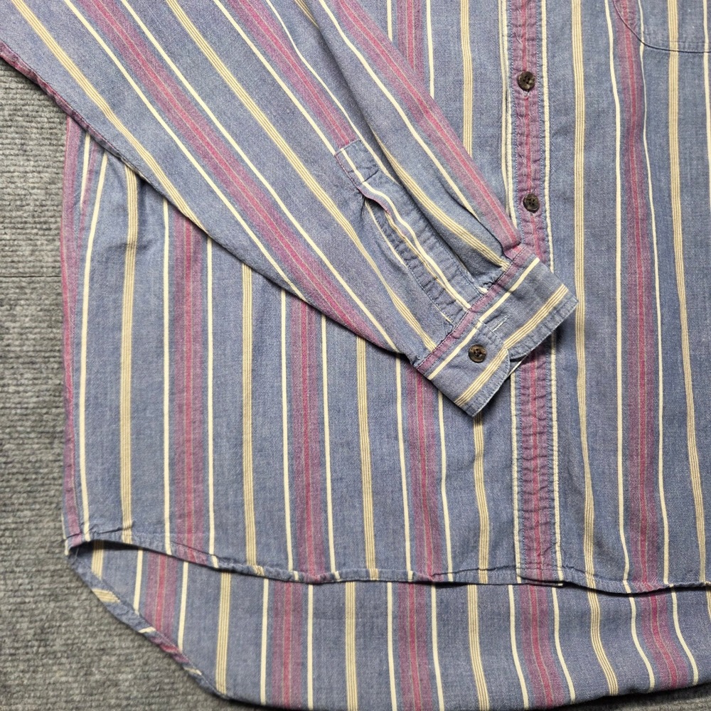 Vintage 1991 Dockers Shirt Mens L Striped Long Sleeve 90s Cotton Preppy Grandpa - Picture 2 of 14